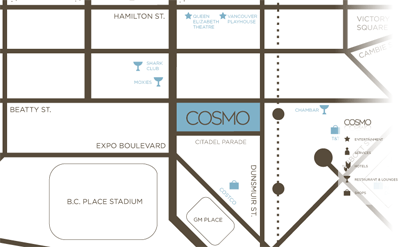There are hints of delays in the pre-sale marketing and sales for the new Cosmo Vancouver condominium residences near GM Place
