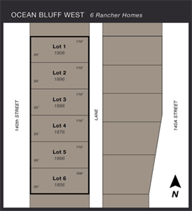 The South Surrey Ocean Bluff West six rancher homes for sale site plan