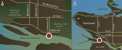 Location map of the homesites and Vancouver lots for sale at Southlands Shores riverfront homes