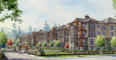 Building rendering of Maple Ridge's Stonegate Condominium homes.