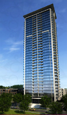 Rendering of the newly launched Ultra at Urban Village condominiums for pre-construction sales.
