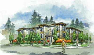 The West Coast craftsman townhomes for sale at the Lynn Valley Vicinity family townhomes and are designed by Janet Marx.