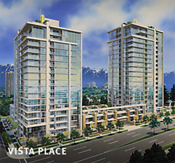 The resale assignment sales at the twin condo towers at Vista Place Living in between Central Lonsdale and Lower Lonsdale real estate districts