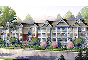 Rendering of the pre-construction West Condos at Cloverdale Village Walk property market that are now for sale